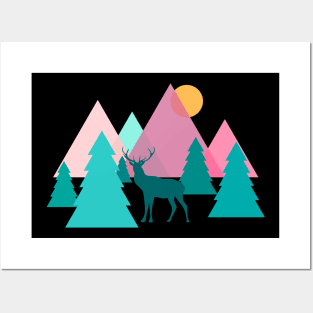 Abstract moutains and forest Posters and Art